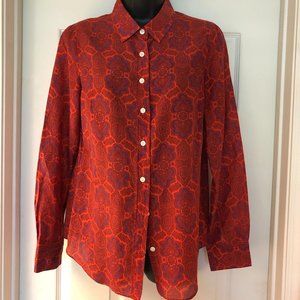 Worn 1x J Crew SIlk Cotton Paisley Button Shirt S